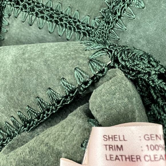 Scully Womens Sz 10 Leather Suede Green Crochet Jacket Shirt Top Western Rodeo - Picture 8 of 10